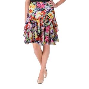 Ralph Lauren Women’s Floral Georgette Chiffon Ruffle Flounce‎ Mini Skirt Sz 6